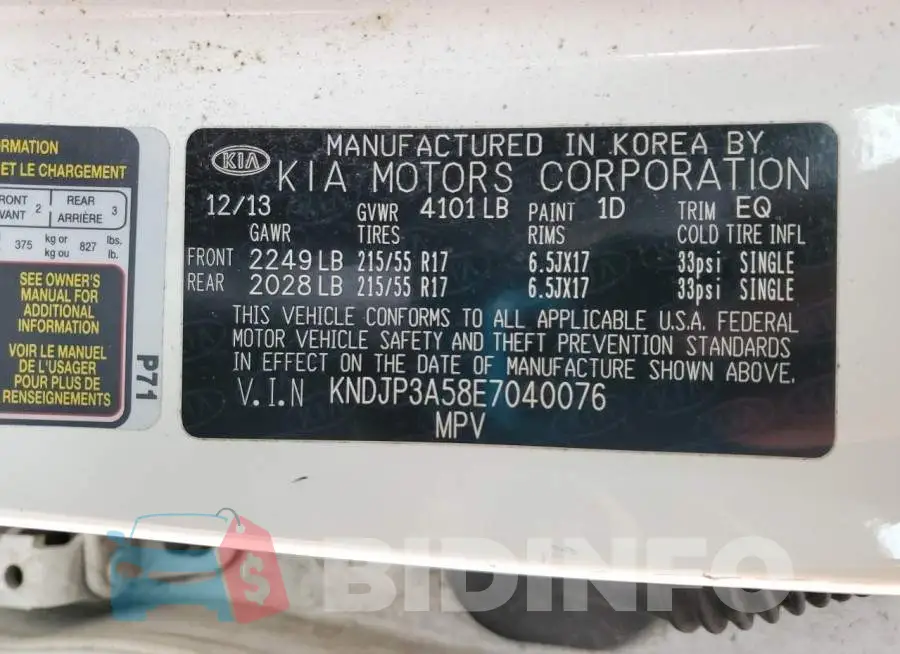 KNDJP3A58E7040076 Photo# 12