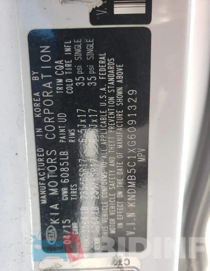 KNDMB5C1XG6091329 Photo# 12