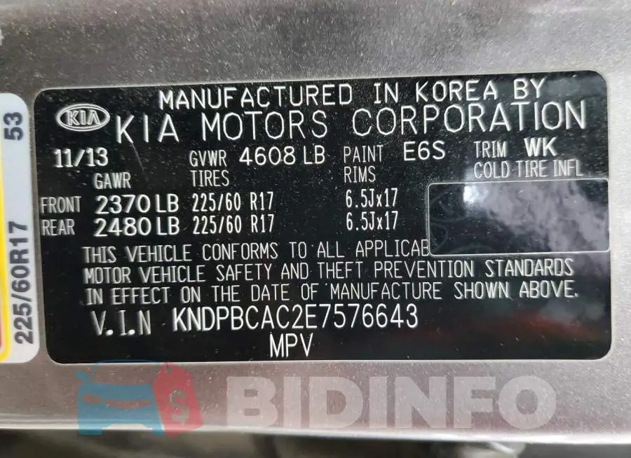 KNDPBCAC2E7576643 Photo# 13