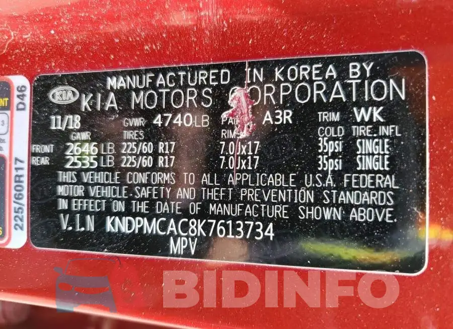 KNDPMCAC8K7613734 Photo# 13
