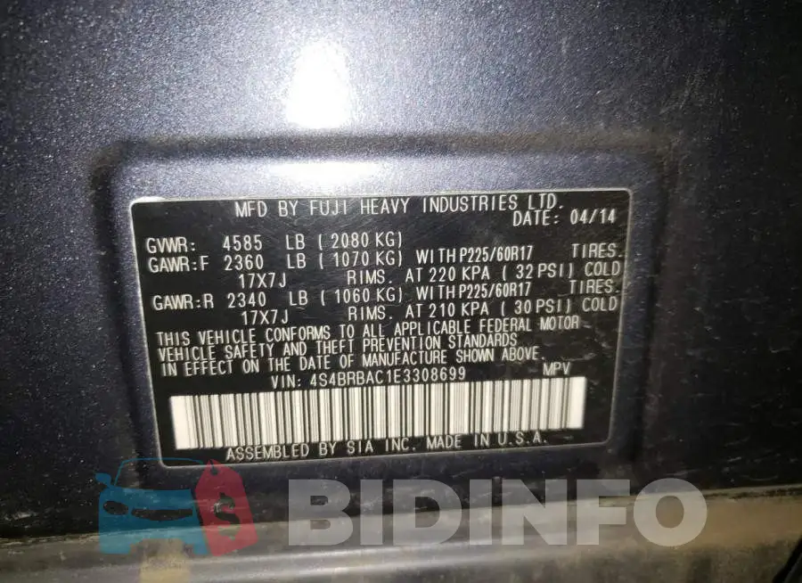 4S4BRBAC1E3308699 Photo# 10
