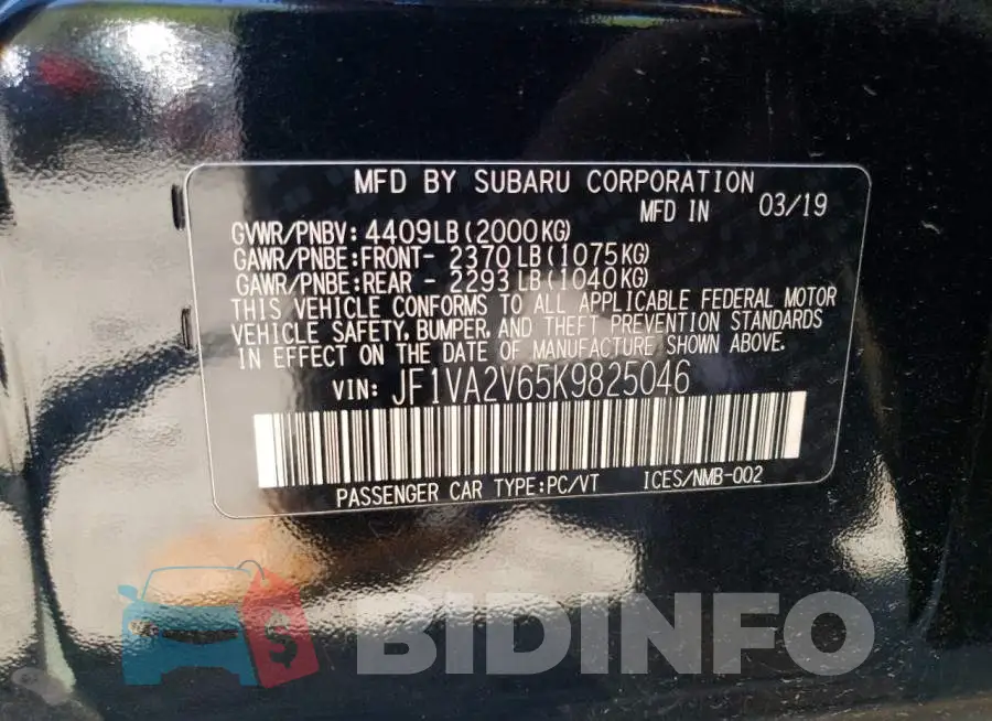 JF1VA2V65K9825046 Photo# 13