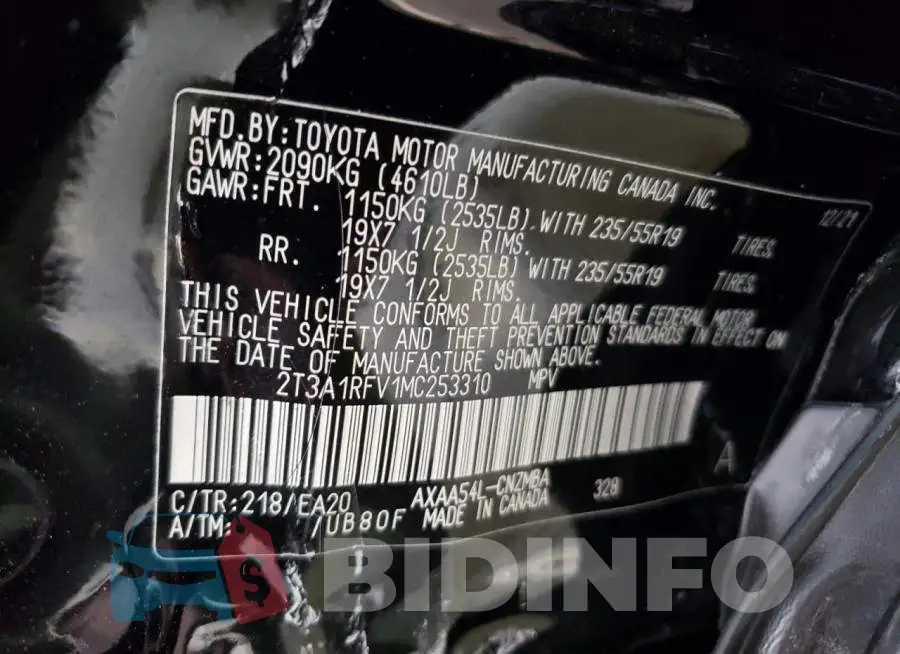 2T3A1RFV1MC253310 Photo# 13