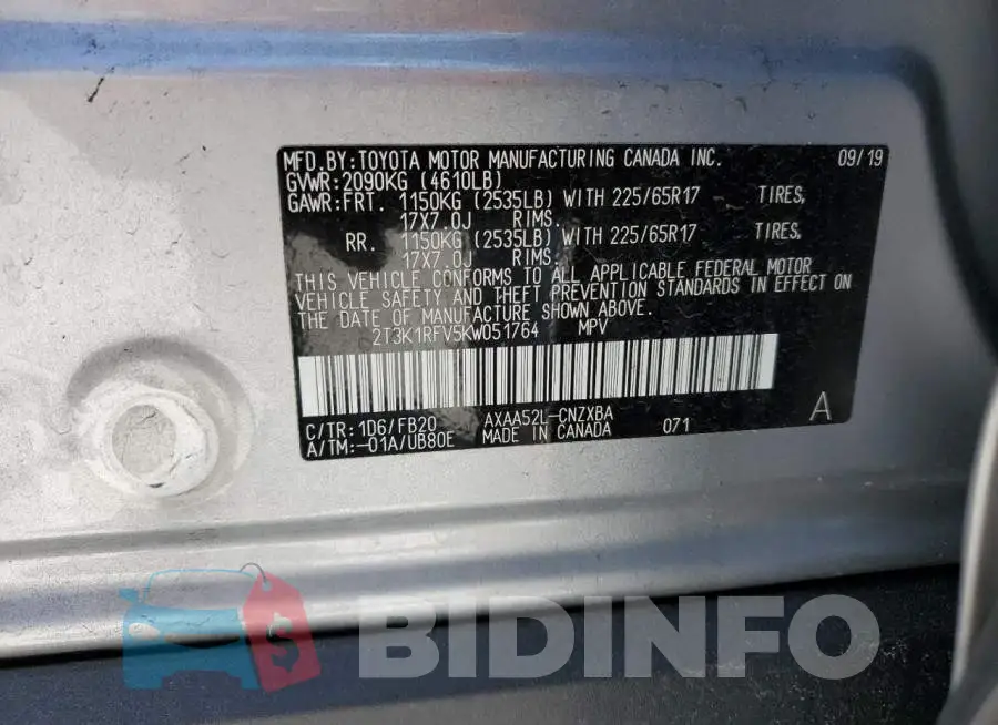 2T3K1RFV5KW051764 Photo# 13