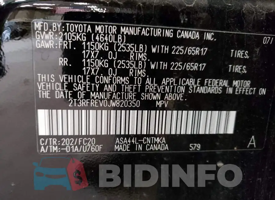 2T3RFREV0JW820350 Photo# 14