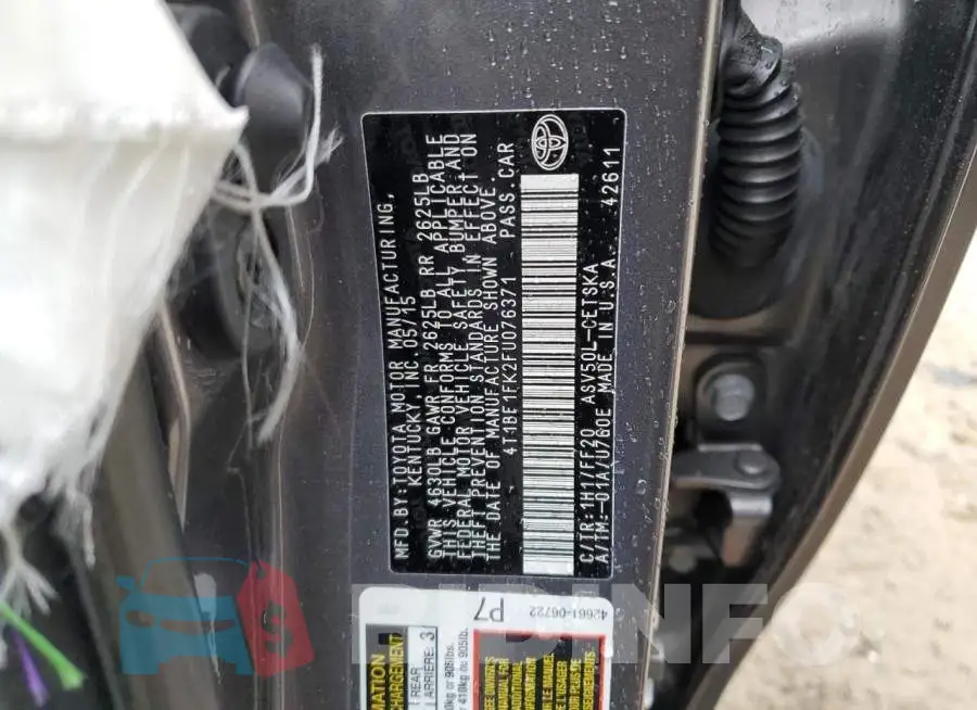 4T1BF1FK2FU076371 Photo# 12
