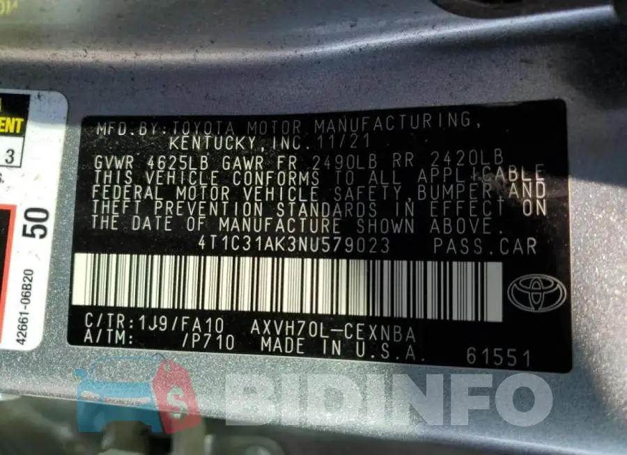 4T1C31AK3NU579023 Photo# 13