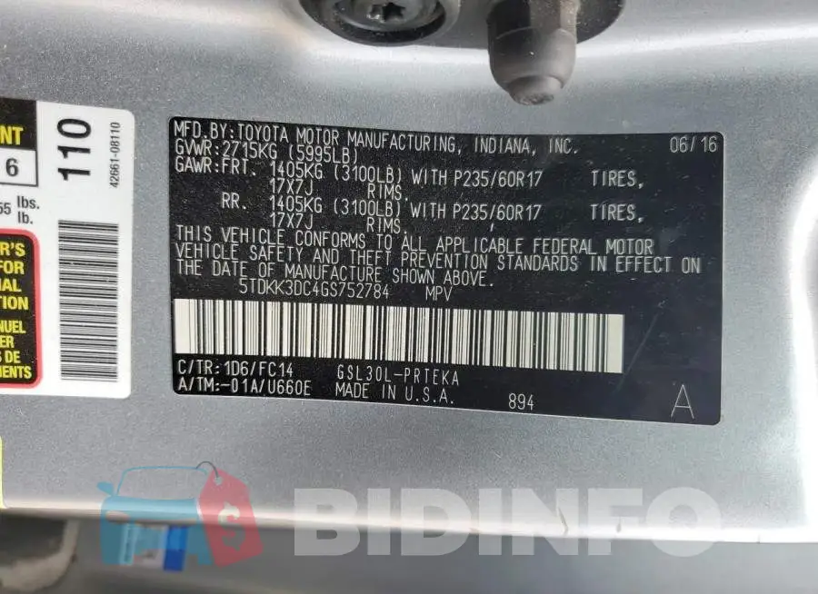 5TDKK3DC4GS752784 Photo# 14