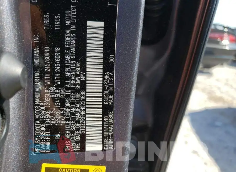 5TDZZRFH6HS221688 Photo# 12