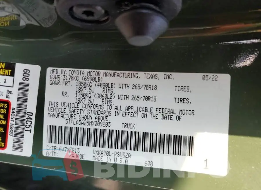 5TFLA5AB5NX009203 Photo# 12