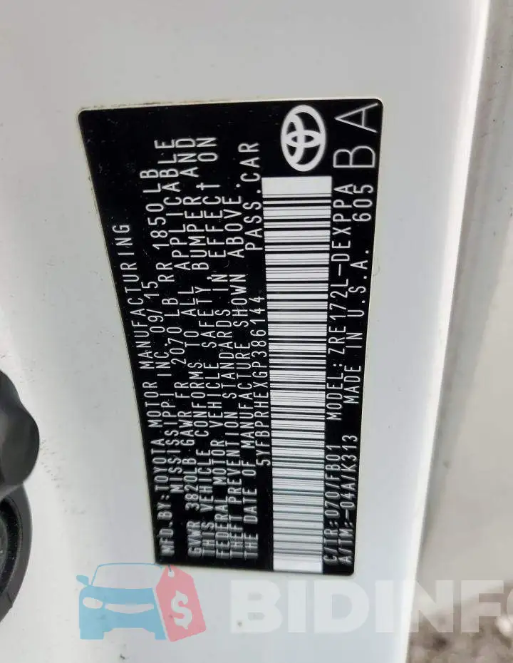 5YFBPRHEXGP386144 Photo# 13