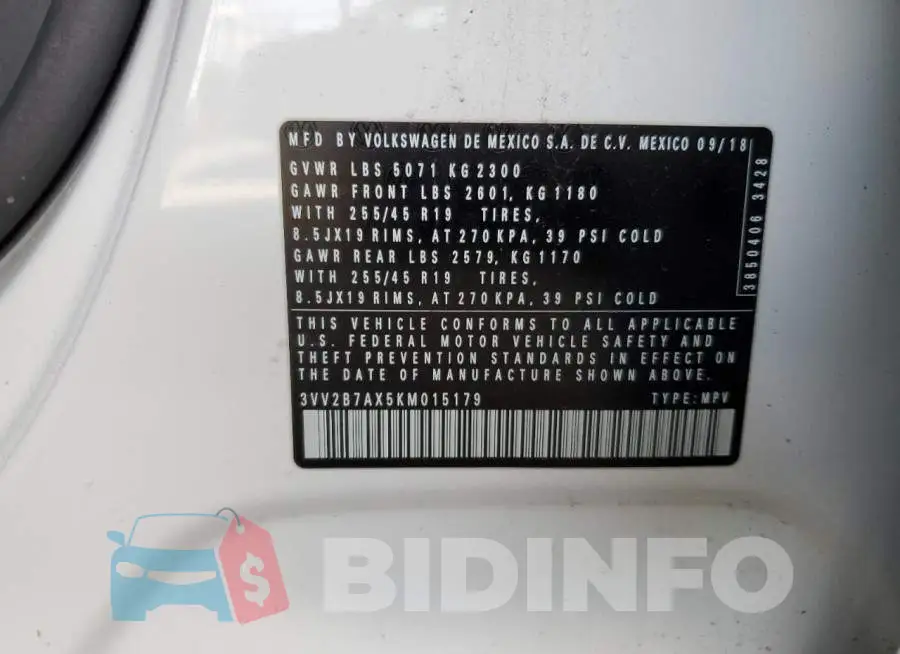 3VV2B7AX5KM015179 Photo# 12