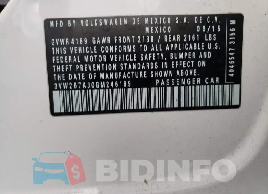 3VW267AJ0GM246199 Photo# 12