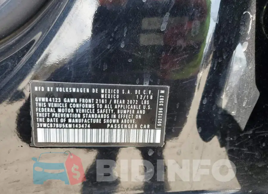 3VWCB7BU5KM143474 Photo# 12