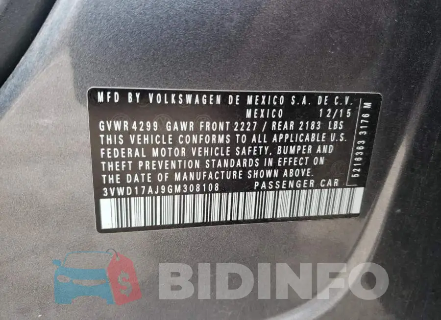 3VWD17AJ9GM308108 Photo# 13