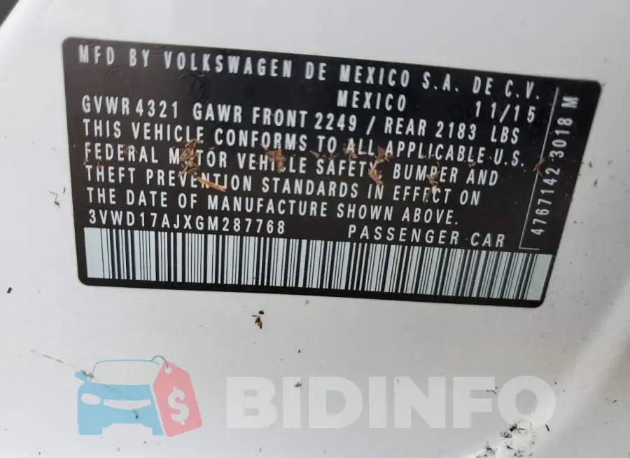 3VWD17AJXGM287768 Photo# 13