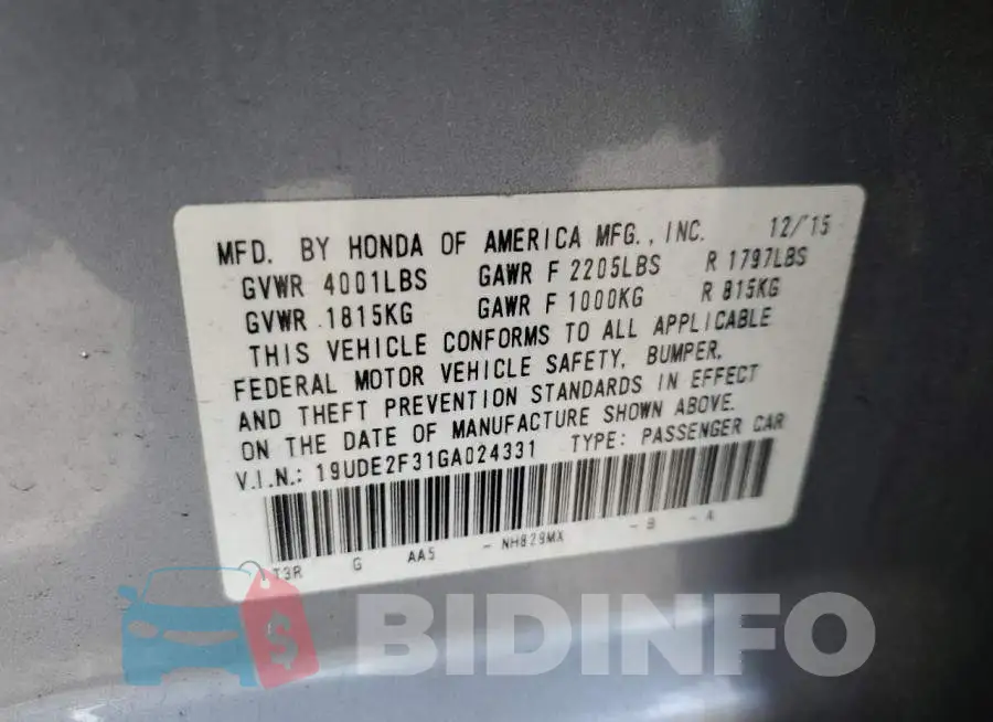 19UDE2F31GA024331 Photo# 12