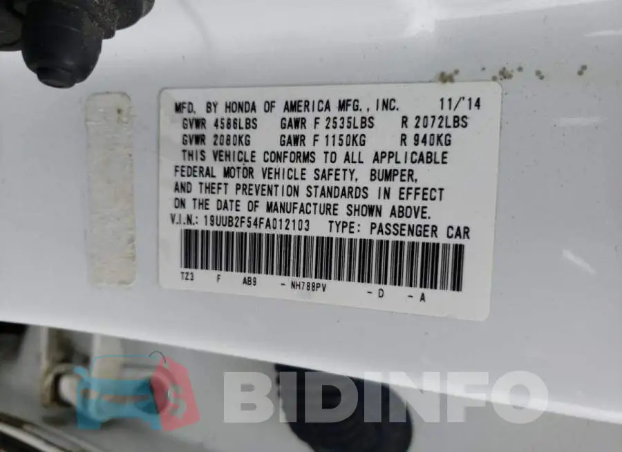 19UUB2F54FA012103 Photo# 12