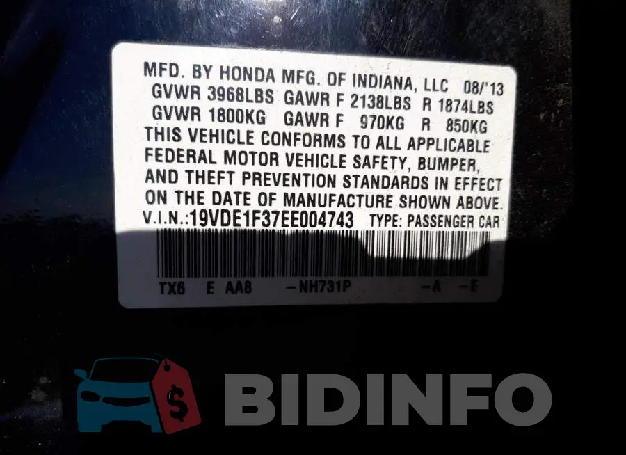 19VDE1F37EE004743 Photo# 13