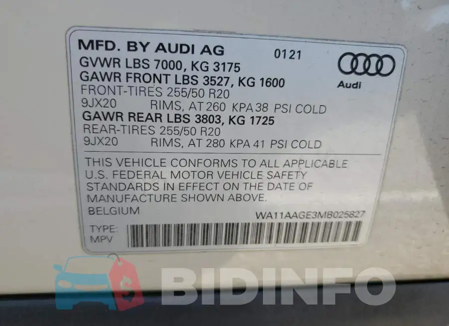 WA11AAGE3MB025827 Photo# 12