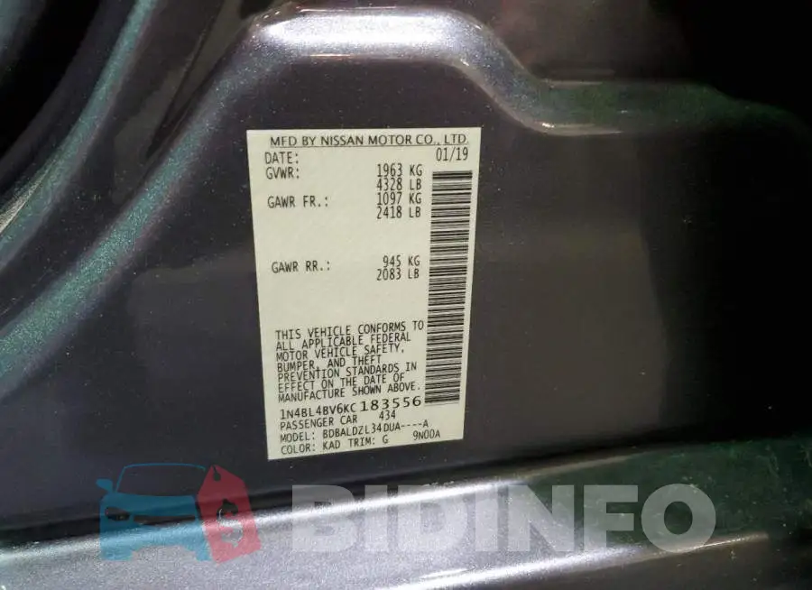 1N4BL4BV6KC183556 Photo# 12