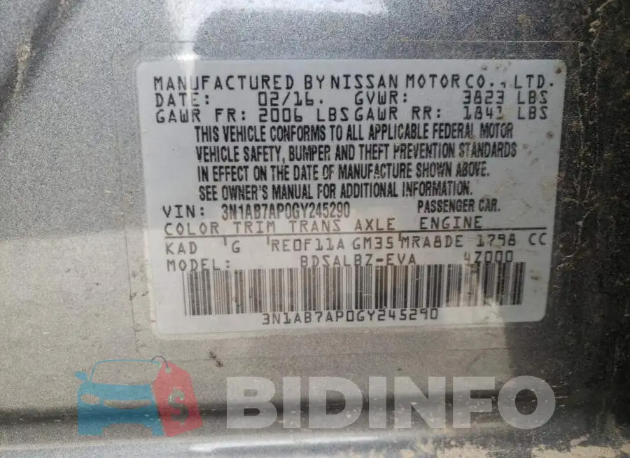 3N1AB7AP0GY245290 Photo# 13