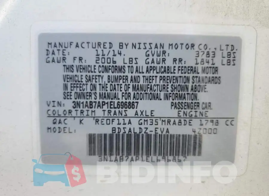 3N1AB7AP1EL696867 Photo# 12