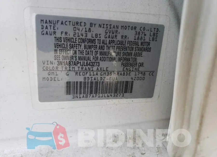 3N1AB7AP1JL643273 Photo# 12