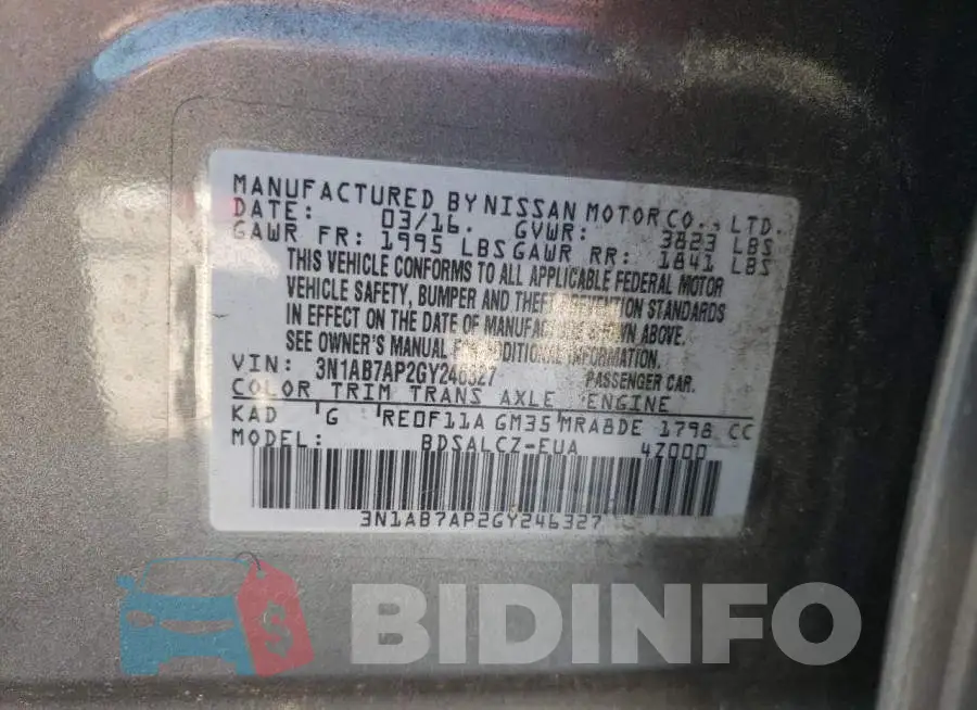 3N1AB7AP2GY246327 Photo# 12