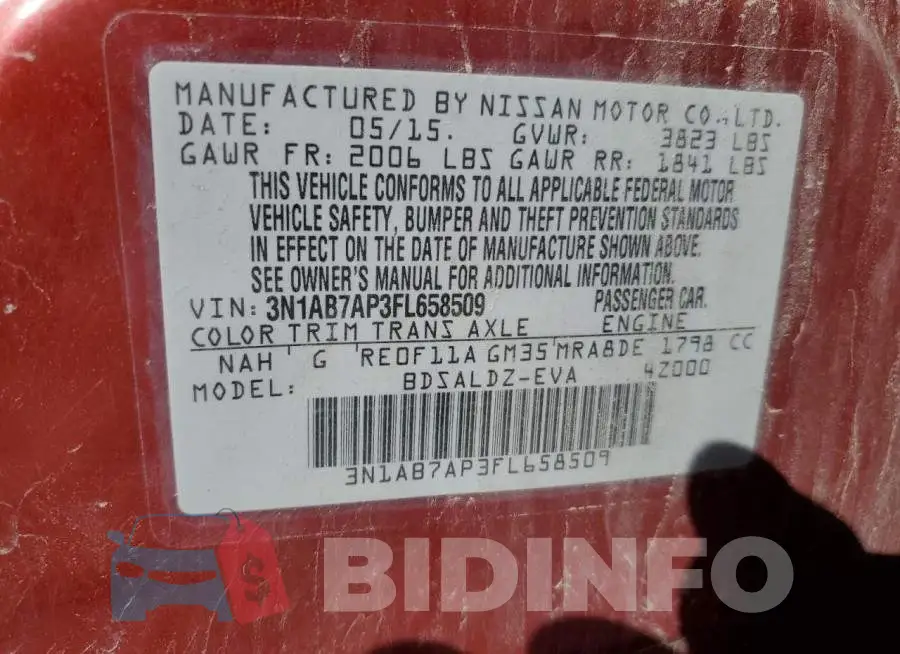 3N1AB7AP3FL658509 Photo# 13