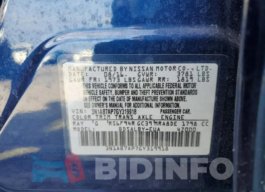 3N1AB7AP7GY319918 Photo# 12