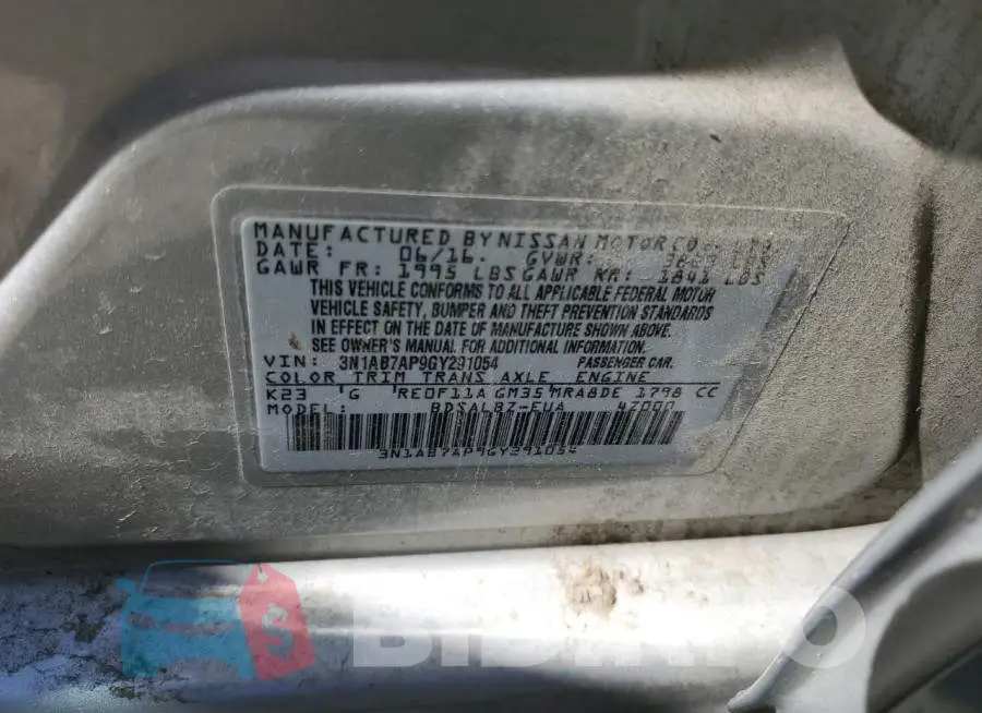 3N1AB7AP9GY291054 Photo# 12