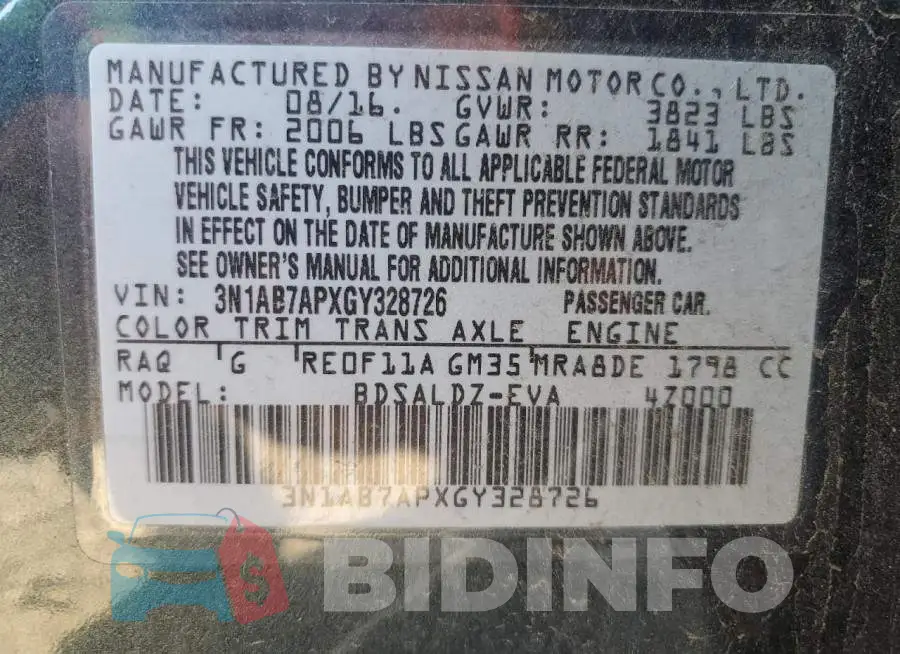 3N1AB7APXGY328726 Photo# 12