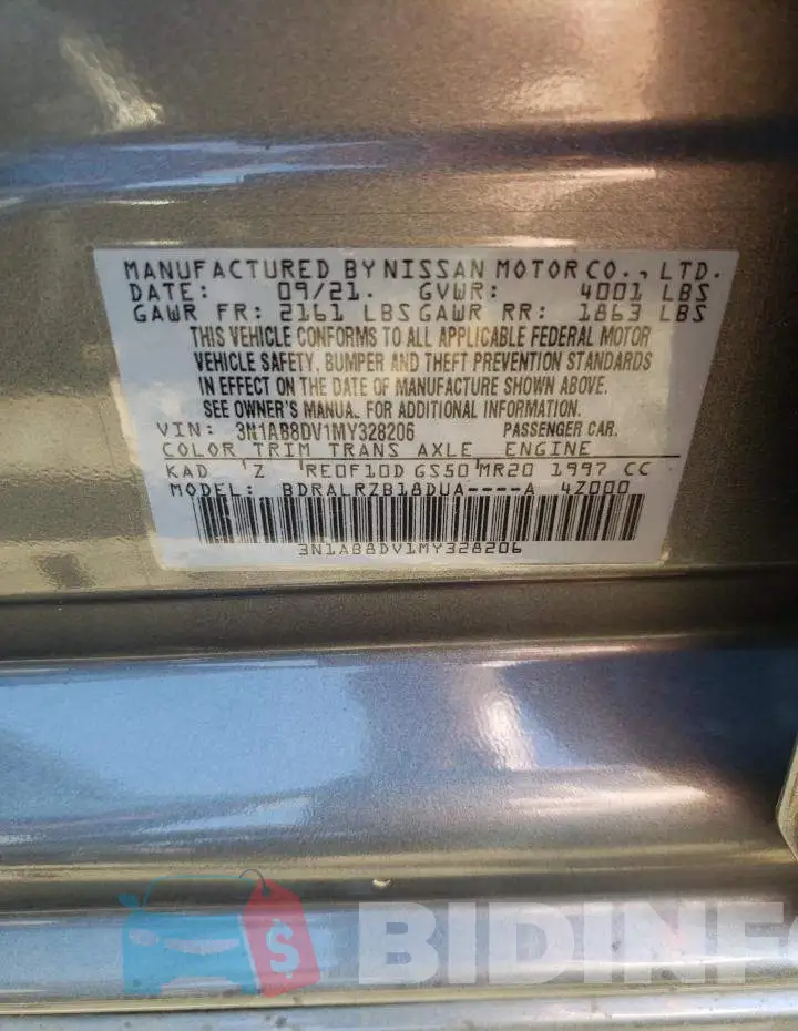 3N1AB8DV1MY328206 Photo# 12