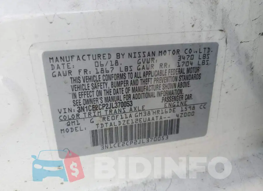 3N1CE2CP2JL370053 Photo# 13