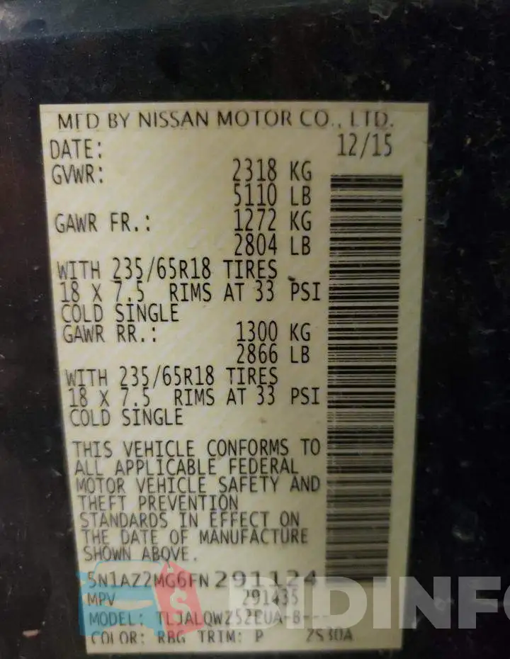 5N1AZ2MG6FN291124 Photo# 13