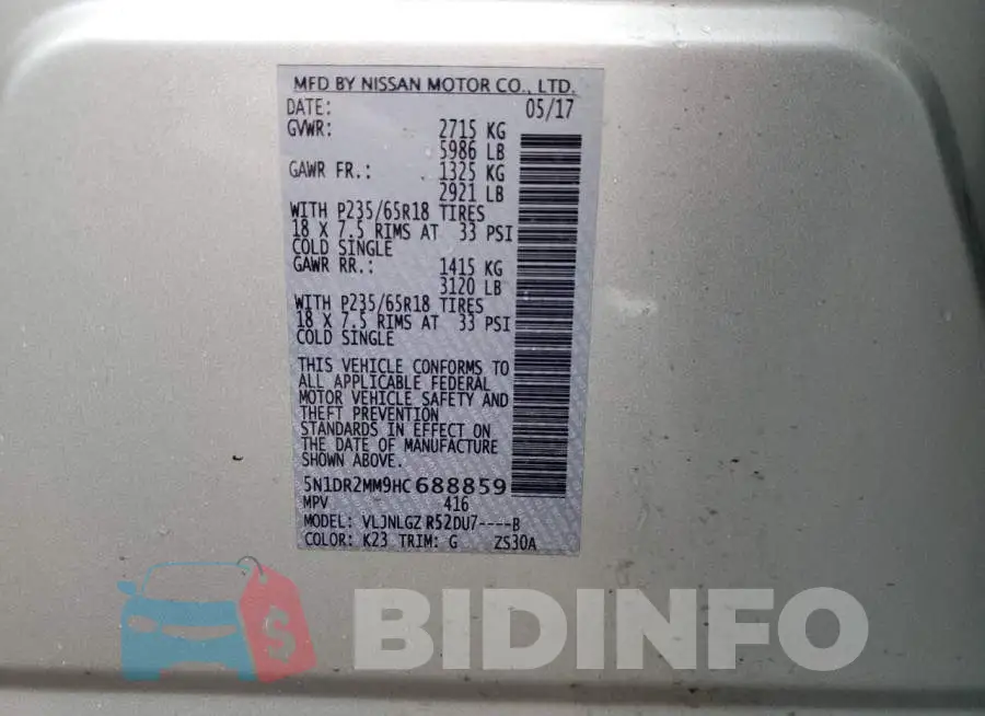 5N1DR2MM9HC688859 Photo# 12