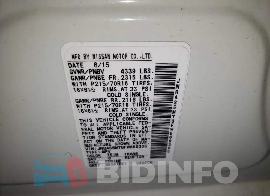 JN8AS5MT8FW669305 Photo# 12