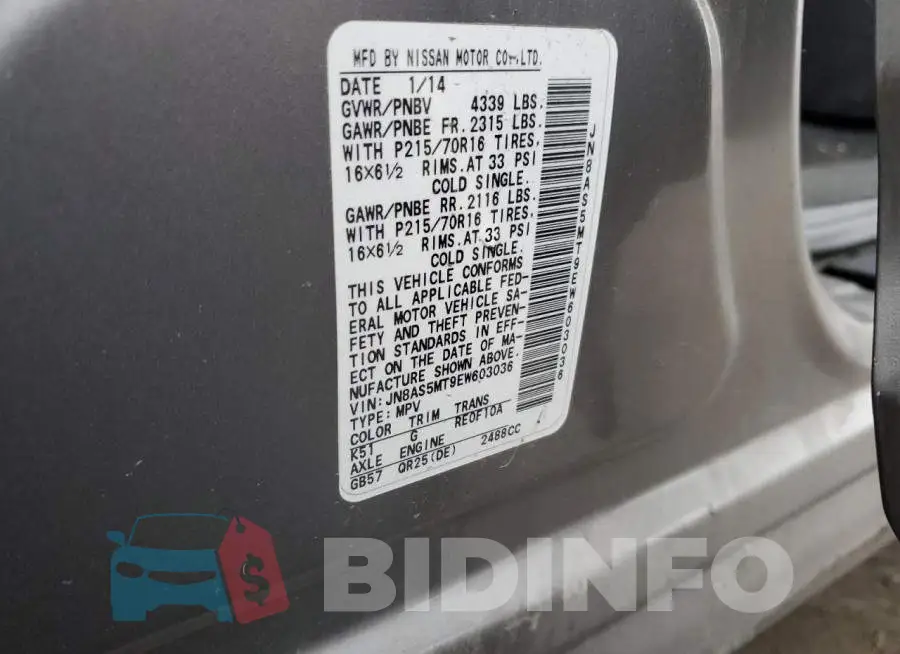 JN8AS5MT9EW603036 Photo# 13
