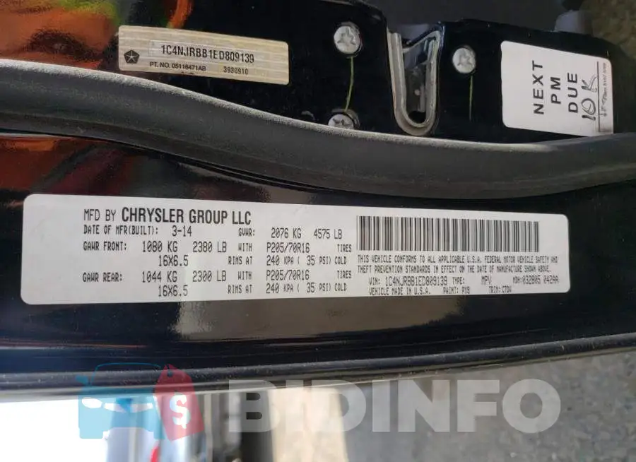 1C4NJRBB1ED809139 Photo# 13