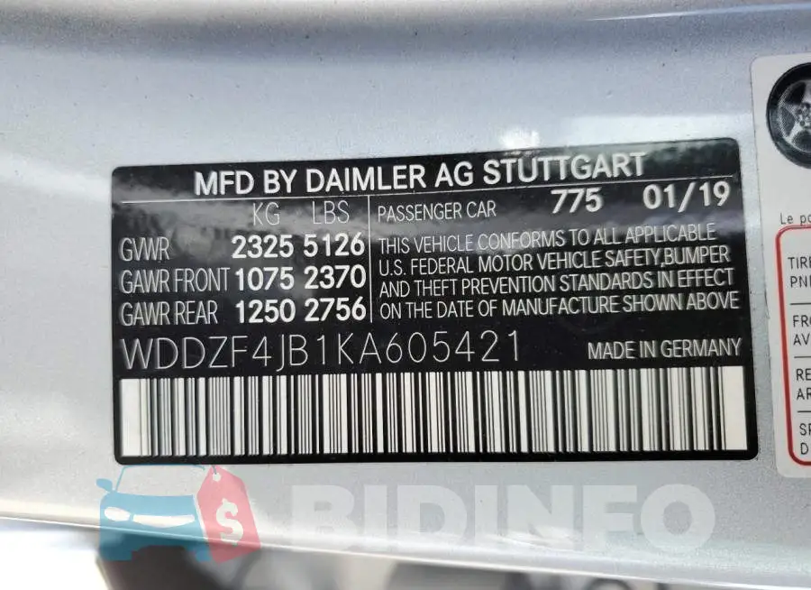WDDZF4JB1KA605421 Photo# 12