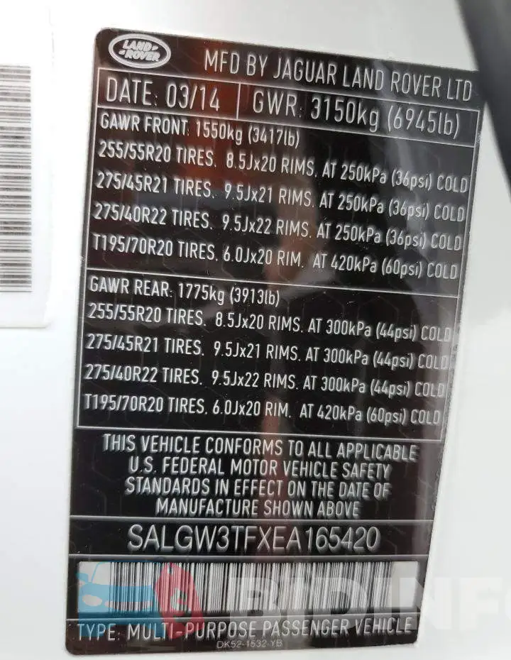 SALGW3TFXEA165420 Photo# 14