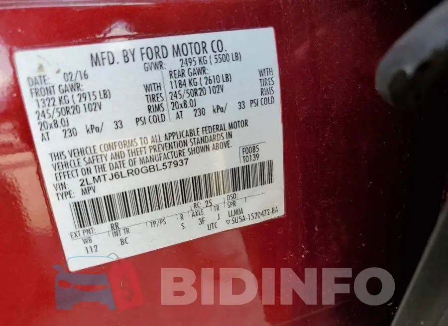 2LMTJ6LR0GBL57937 Photo# 14