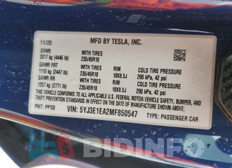 5YJ3E1EA2MF850547 Photo# 12