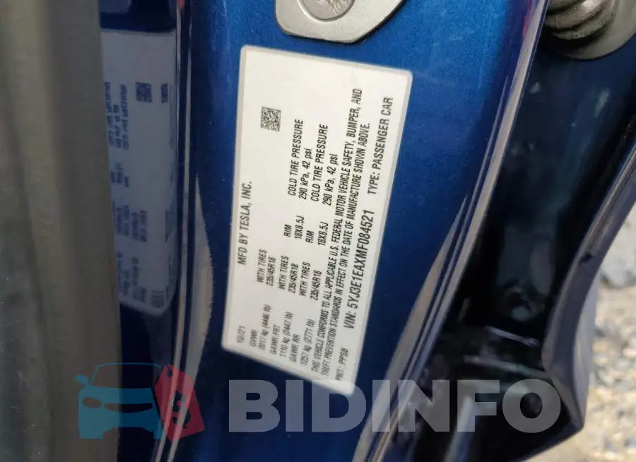 5YJ3E1EAXMF084521 Photo# 12
