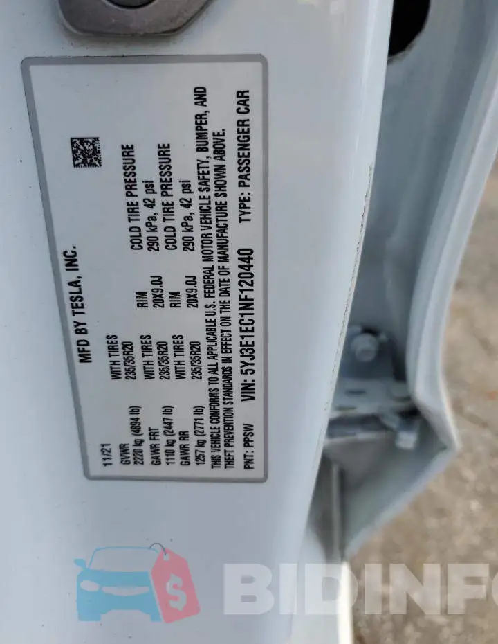 5YJ3E1EC1NF120440 Photo# 13