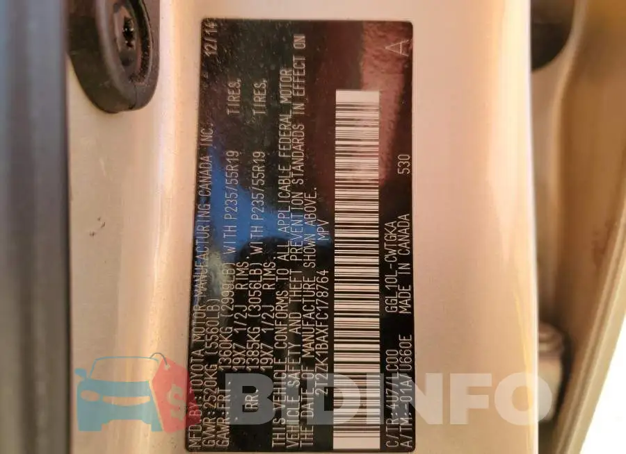 2T2ZK1BAXFC178764 Photo# 14