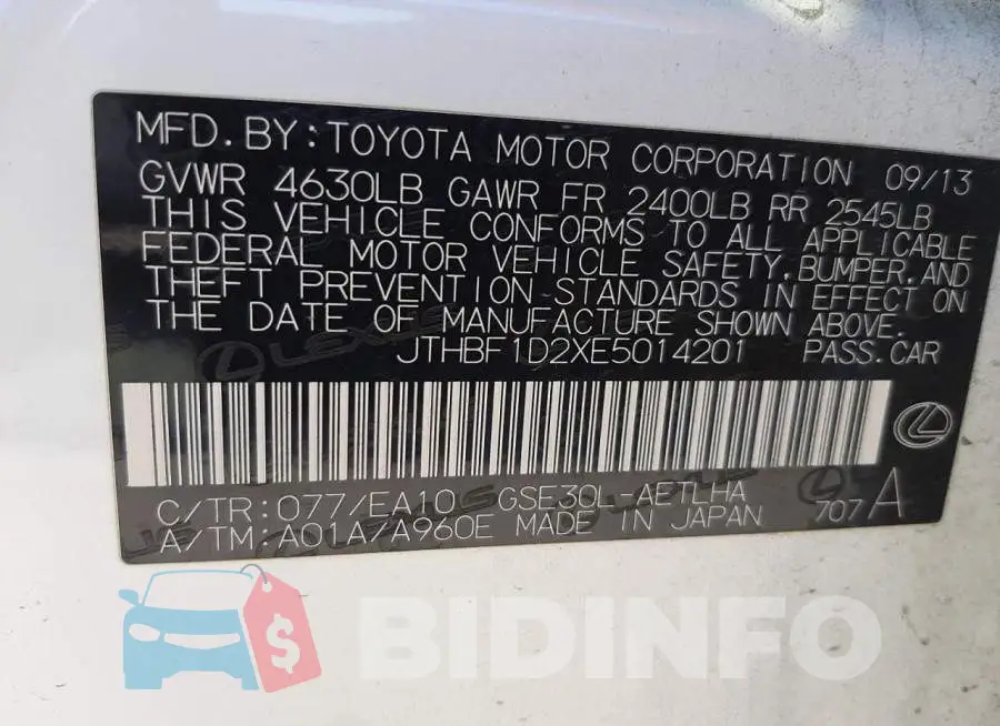 JTHBF1D2XE5014201 Photo# 12