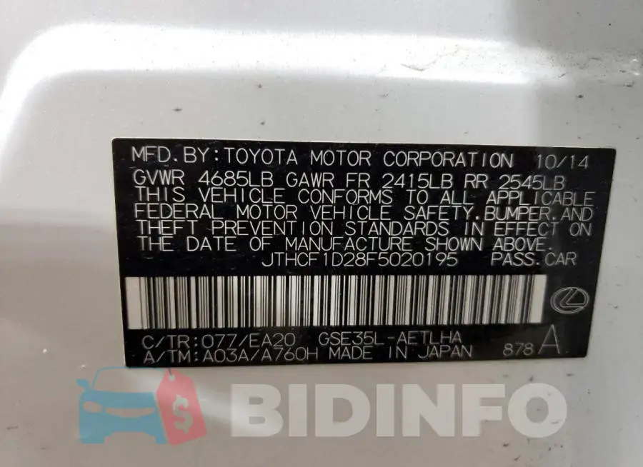 JTHCF1D28F5020195 Photo# 12