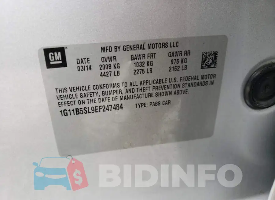 1G11B5SL9EF247484 Photo# 13